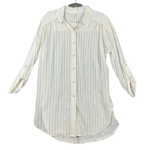 ANTHROPOLOGIE Oakley Gauze Shirt Top Button Down Ivory White NWT NEW Lg Peasant - Picture 3 of 16